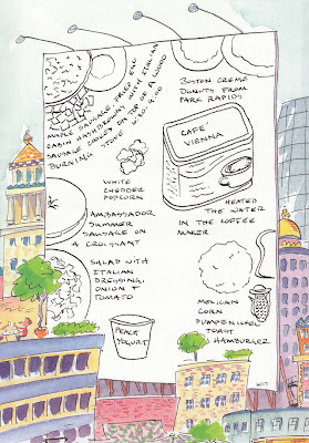 ink drawing in a food diary