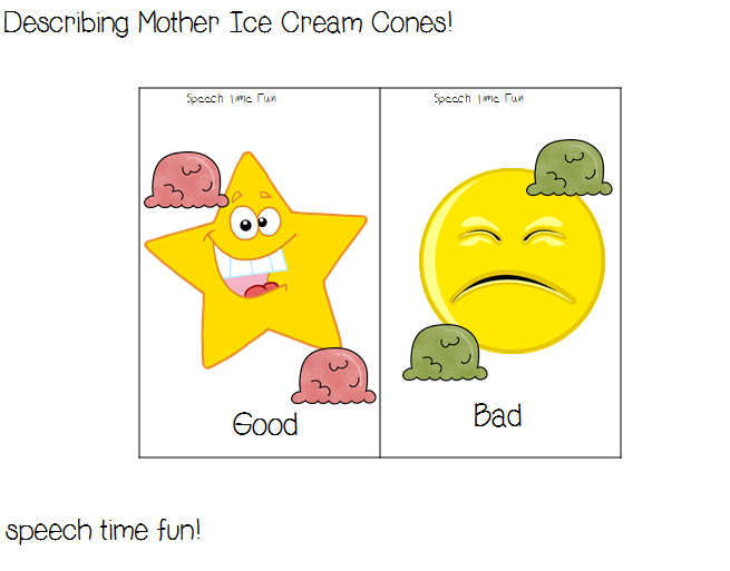 Describing Mother Ice Cream Cones! Speech Time Fun Speech and Language Activities