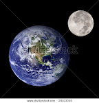 Earth and moon like mother and daughter in outer space (nasa imagery)