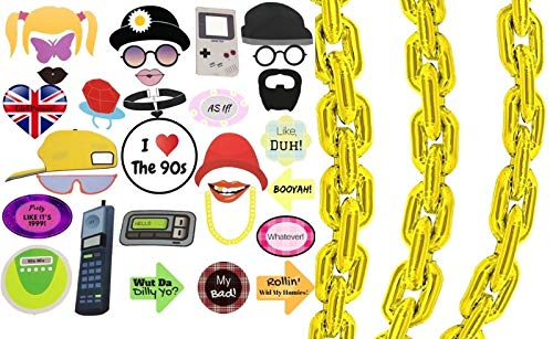 90s Party Photo Booth Props Giant Gold Balloon Chain Throwback