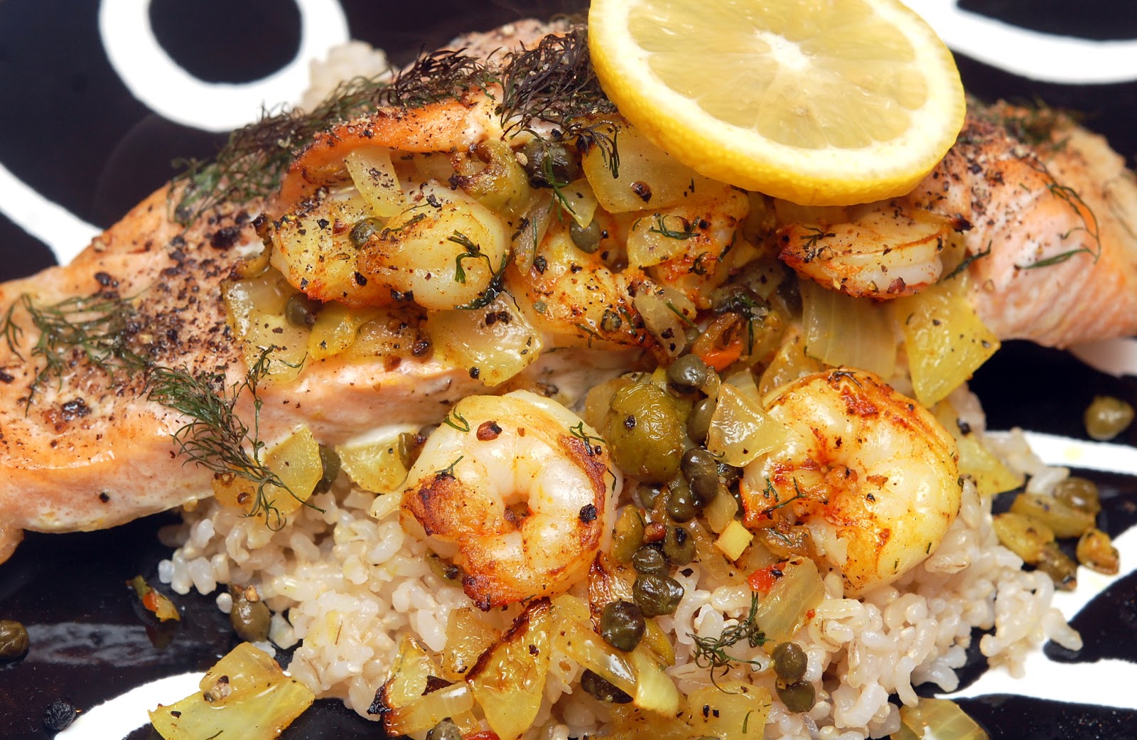 SALMON STUFFED WITH SHRIMP, CAPERS, ONIONS & OLIVES Hugs and Cookies XOXO