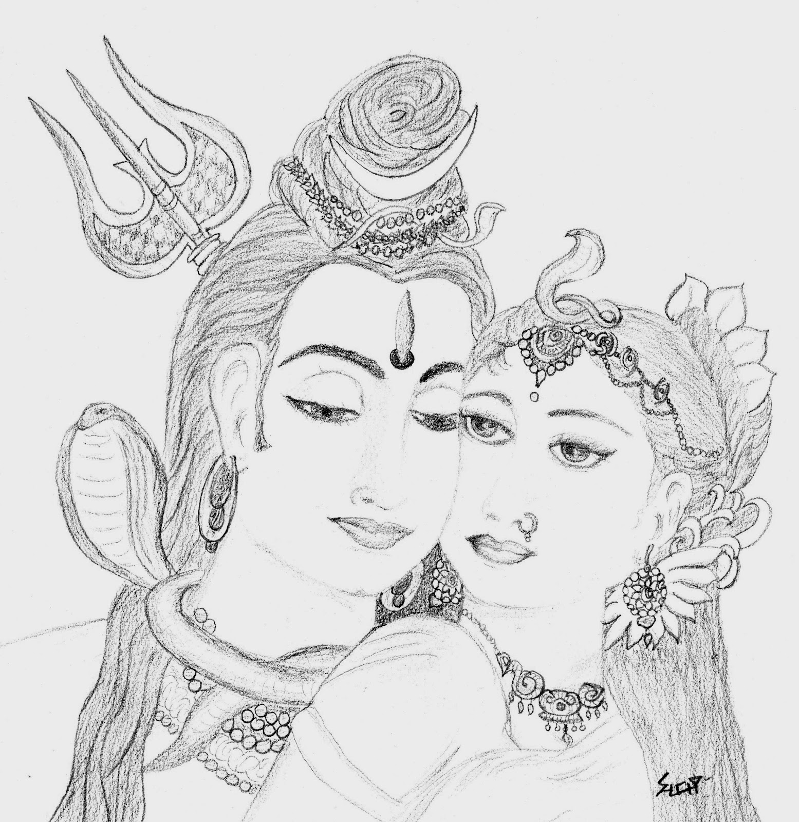 Shuchi's sketches: Shiv - Parvati