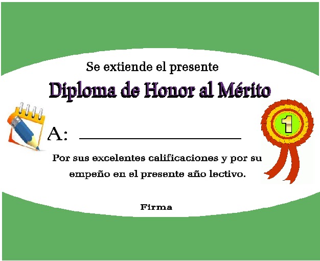 Diploma de honor al merito para llenar Imagui