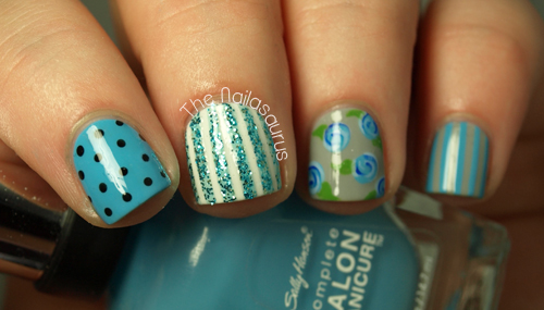 nail art spots and stripes