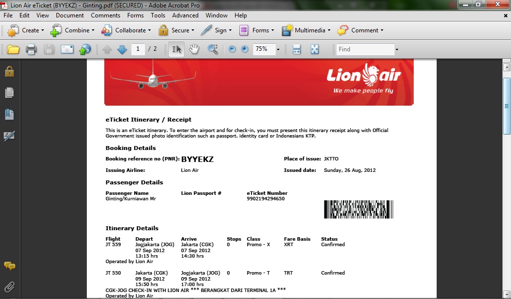 contoh ticket pesawat lion air pdf 58