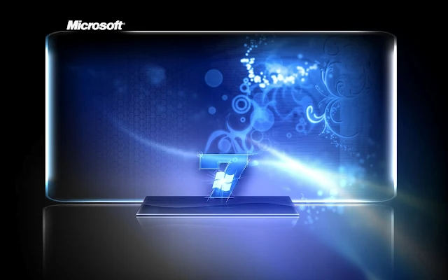 Blauw zwarte Windows 7 achtergrond met een moderne uitstraling