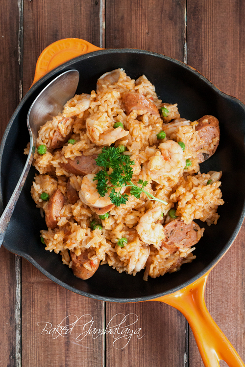 Red Shallot Kitchen Baked Shrimp and Andouille Jambalaya