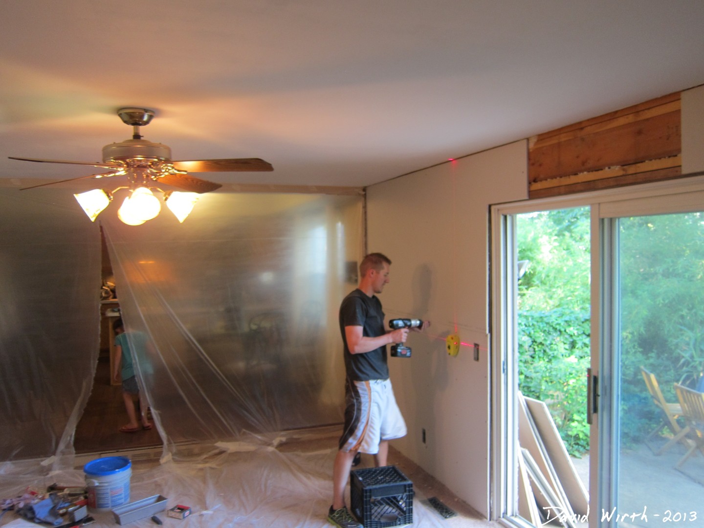 Family Room Drywall Trim Crown Molding and Paint
