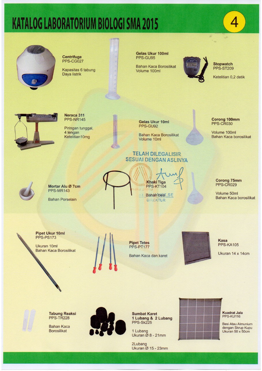 RAB Laboratorium Biologi SMA Paket 100 Juta Alat Peraga Biologi SMA