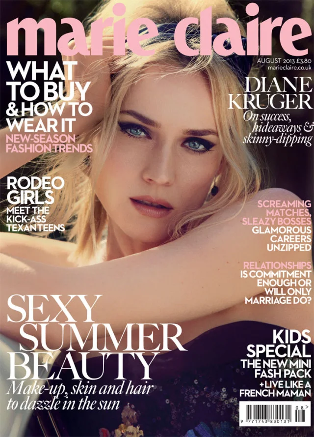 Diane Kruger features on Marie Claire's August 2013 Cover Story 'Driving Ambition'