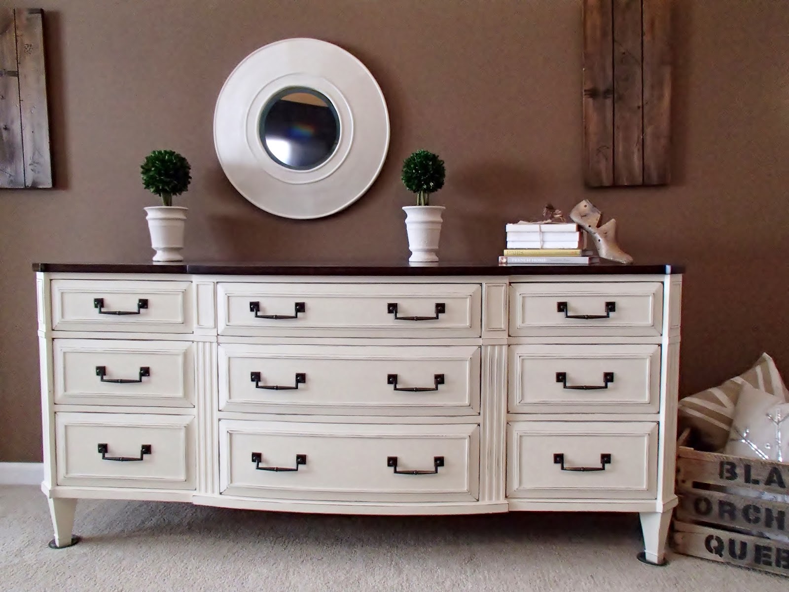 New Again Mahogany Dresser in Old White