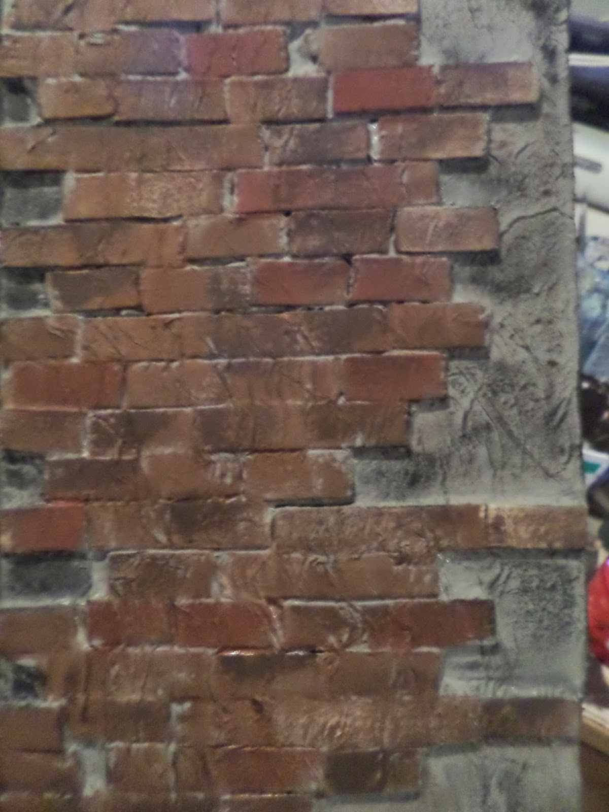 ANY HOW TOWN Pospsicle Stick Brick Walls, Rehearsal Hall Build