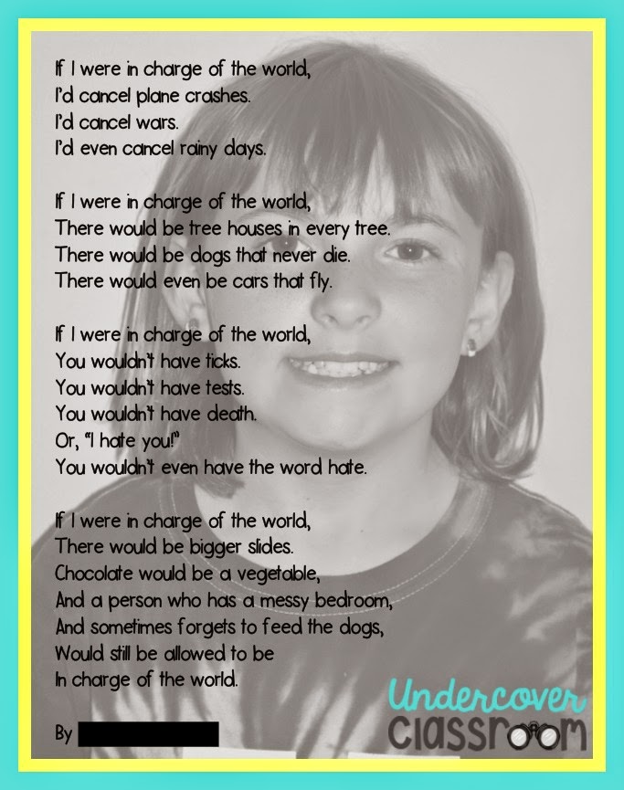 If I Were In Charge Of The World Poem Free Template Undercover