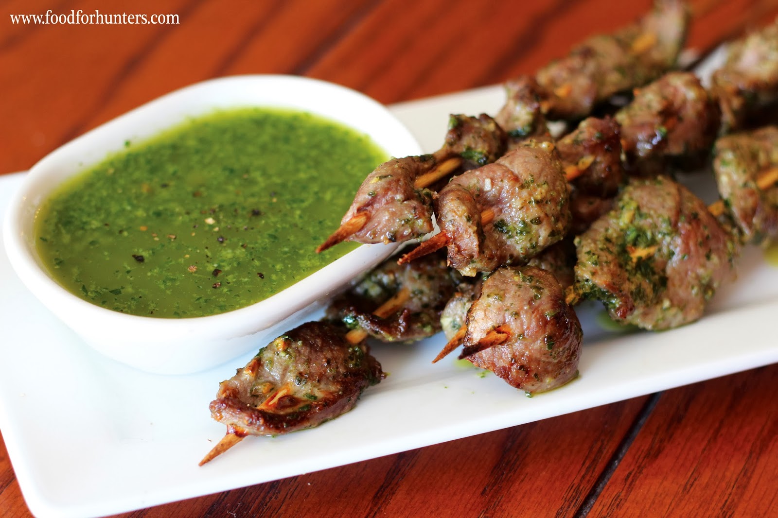 Food for Hunters Venison Skewers with CilantroGarlic Sauce