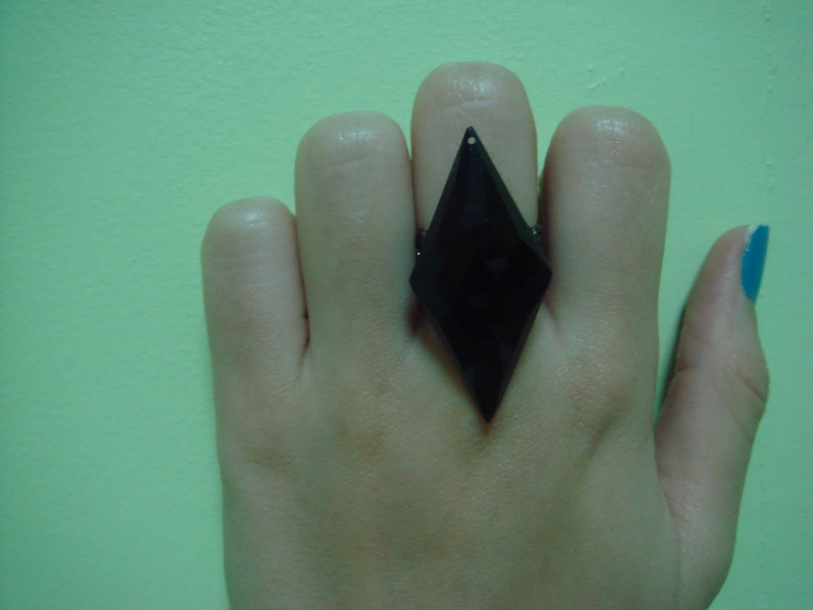 Black diamond shape ring