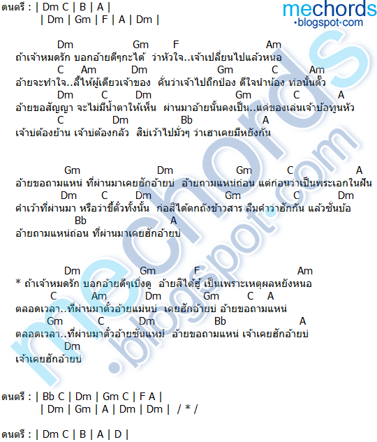 คอร์ดเพลง-เคยฮักอ้ายบ่-ไหมไทย หัวใจศิลป์