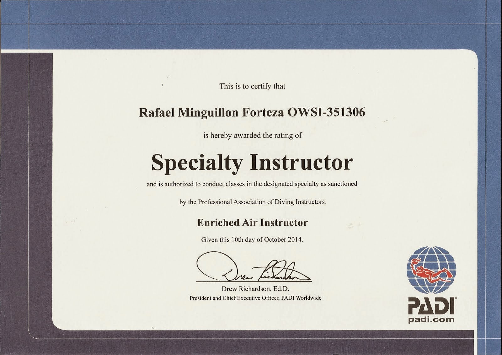 Specialty Instructor Enriched Air Instructor