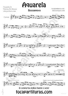 Tubescore Aquarela do Brasil sheet music for clarinet by Toquinho 