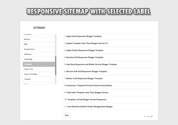 Memasang Responsive Sitemap With Selected Label di Halaman Statis Blog