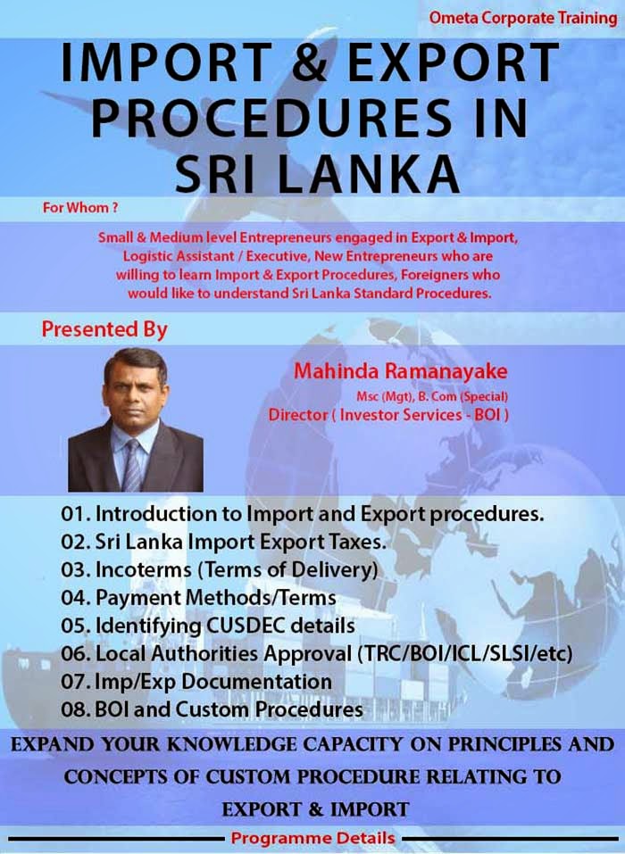 Ometa Management (Pvt) Ltd | One Day Workshop - Import & Export Procedures In Sri Lanka.