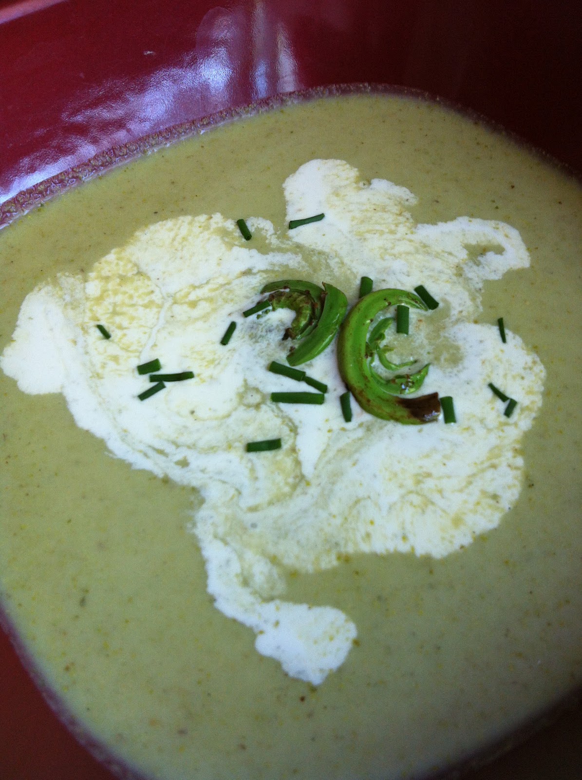 gastronomic nomad Chilled FiddleheadsAsparagus Soup