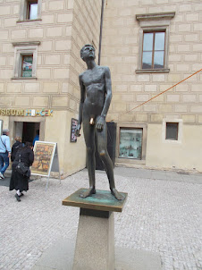 Prague Castle complex :-(1965) Naked man by Czech  sculptor Milos.Zet.