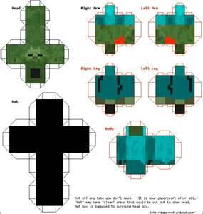 bonecos de Minecraft para imprimir,recortar e montar: Modelos de