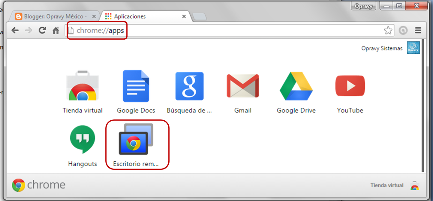 ventana de aplicaciones de google chrome