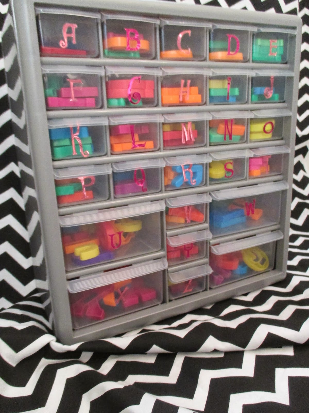 Pink Polka Dots and PreK Letter Storage