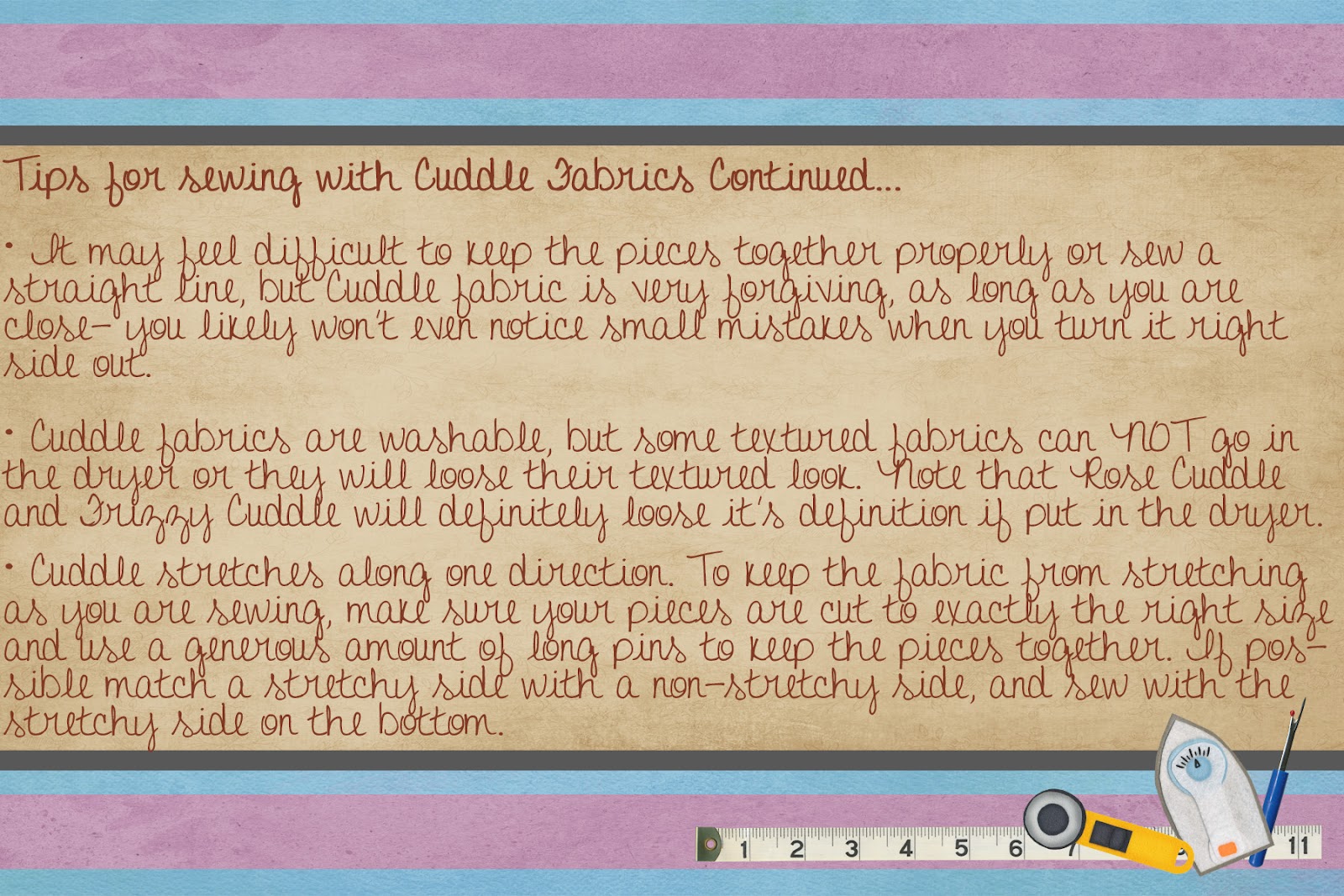 McKay Manor Musers Tips for Sewing with Cuddle Fabrics