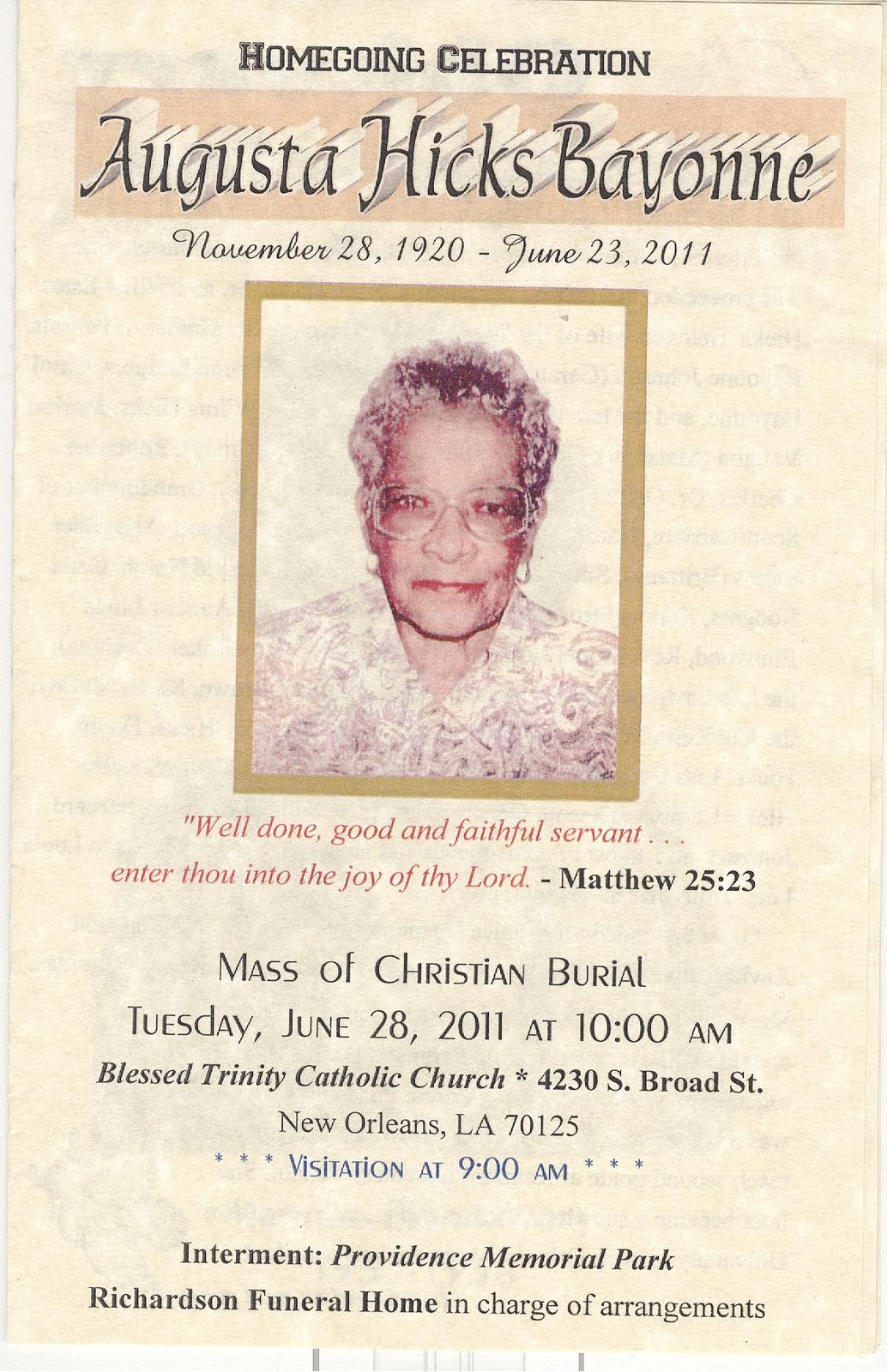 catholic funeral program