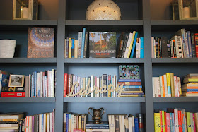 styled library shelves