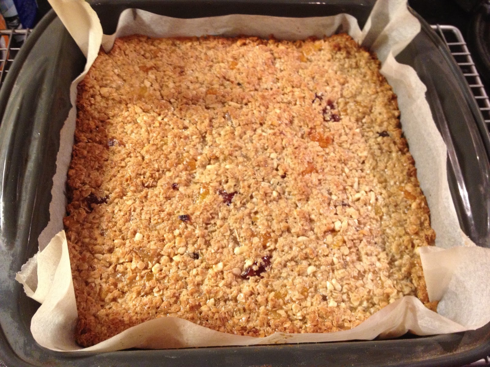A Kick At The Pantry Door Honey, Fruit and Nut Flapjacks