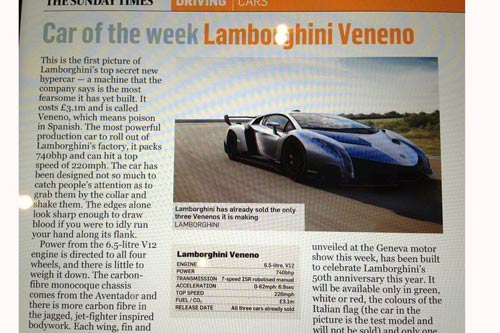 Veneno siêu xe nhanh nhất của Lamborghini