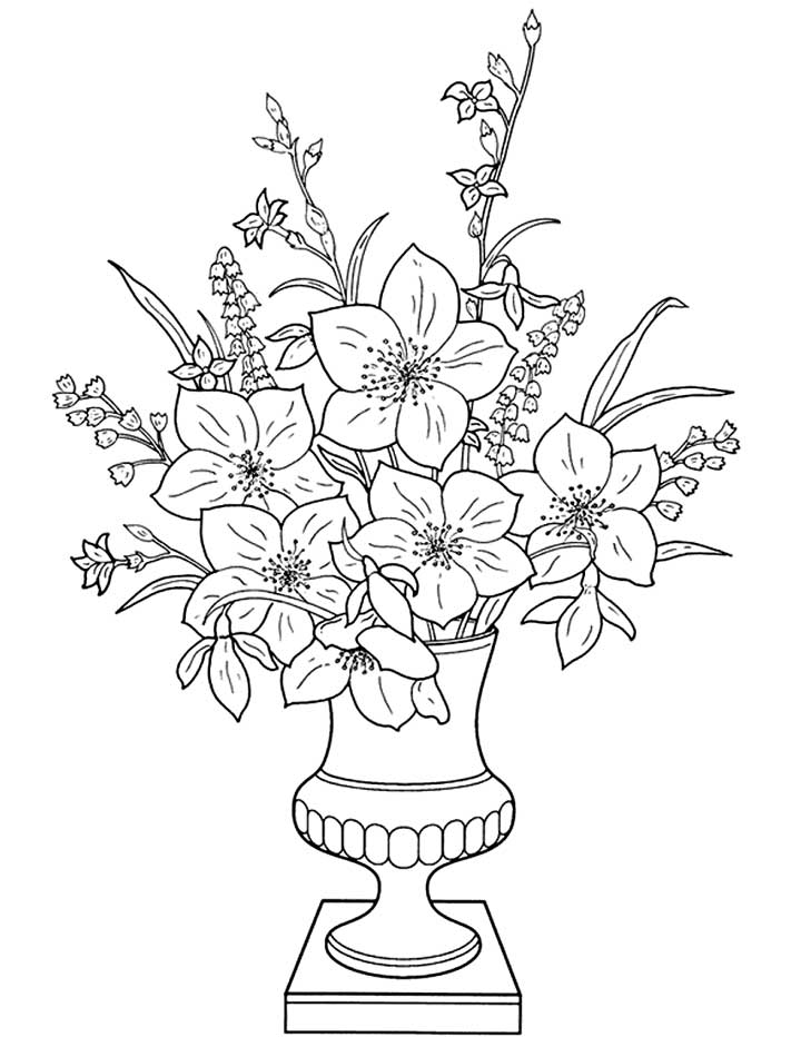 Flower Vase Coloring Pages - Flower Coloring Page