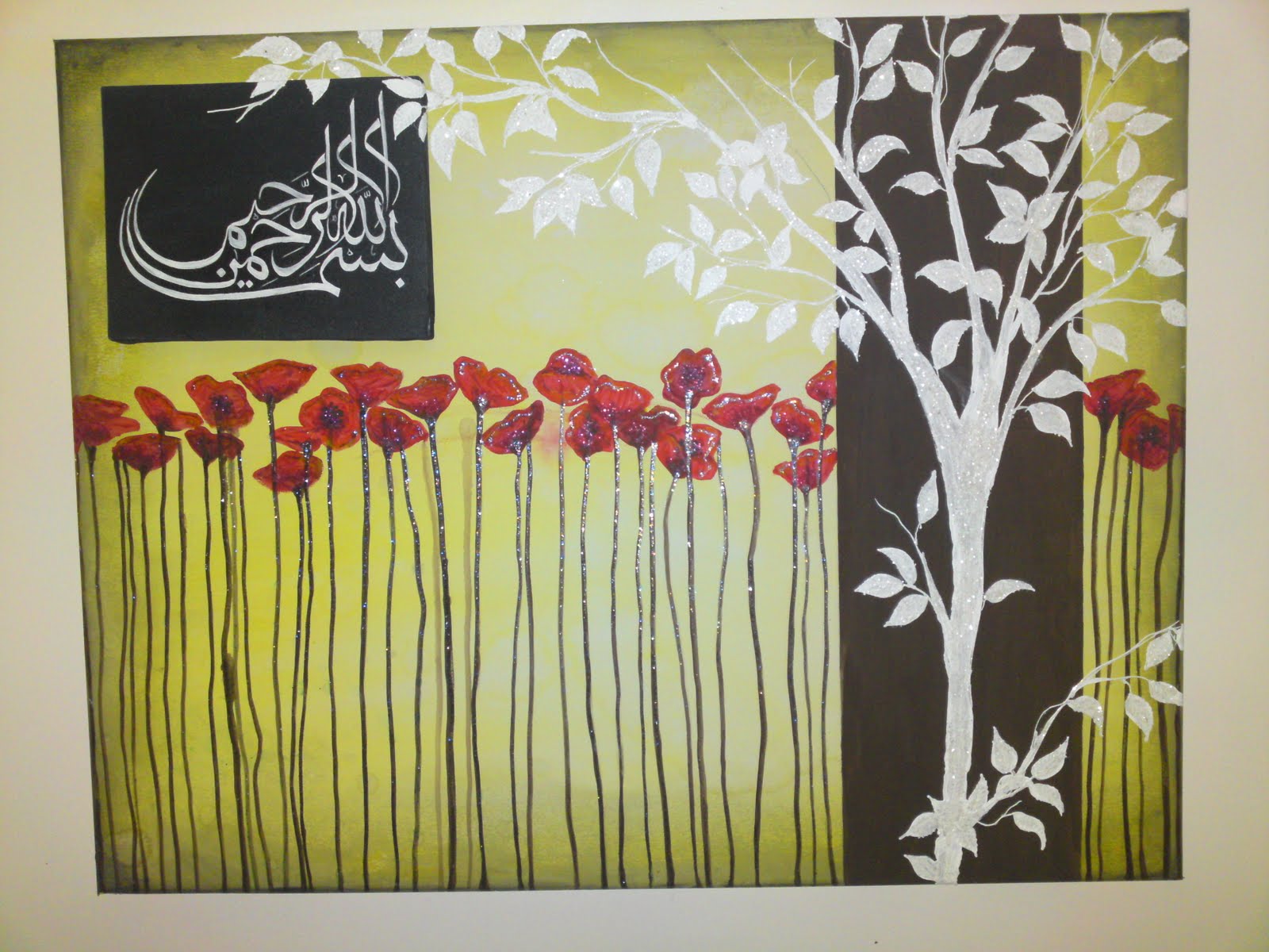 Modern Islamic Art 2 Piece Set Flower & Tree Contemporary Islamic Art