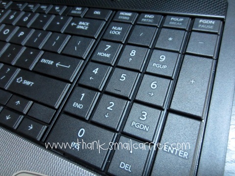 Toshiba laptop number pad