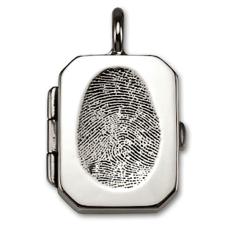 Rectangle Sterling Silver Fingerprint Locket