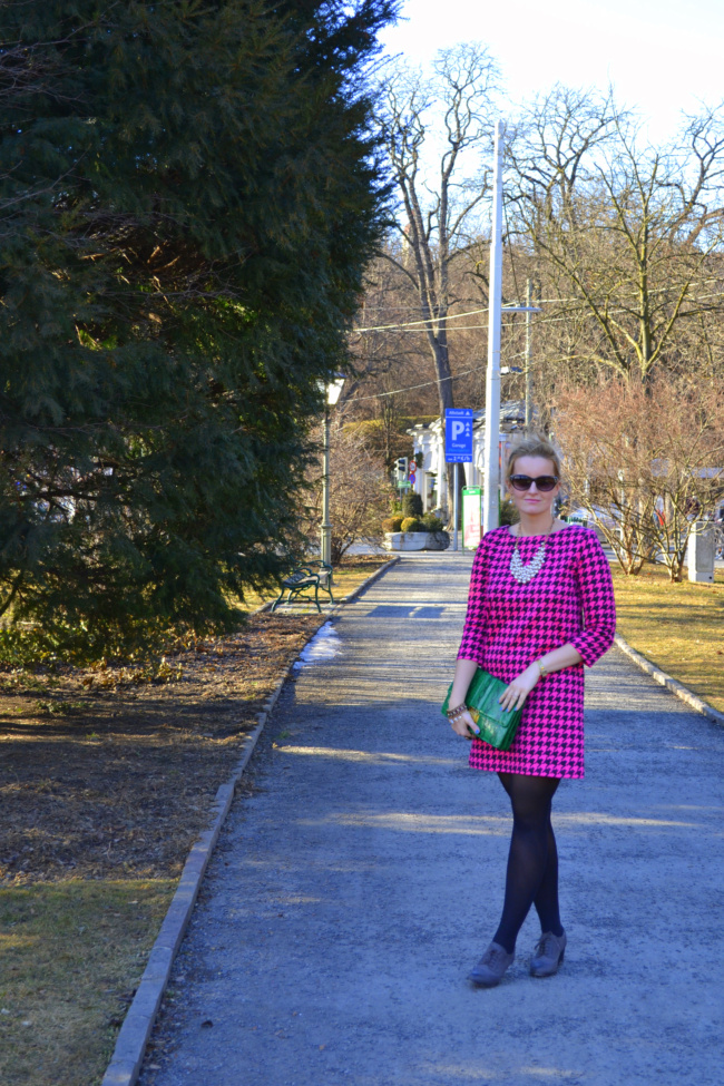 Pink Houndstooth Skirt
