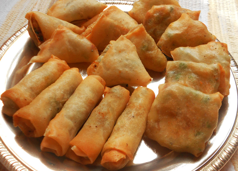 Vegetarian Yogini Spring Roll Samosa A Crispy Delight
