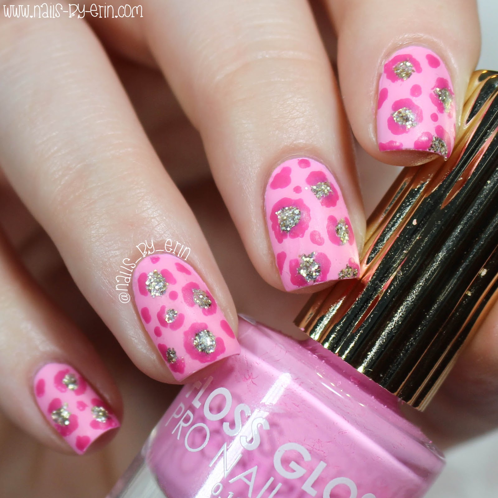 NailsByErin: Pink Leopard Nails | #BestieTwinNails with Carmen @ineedamani