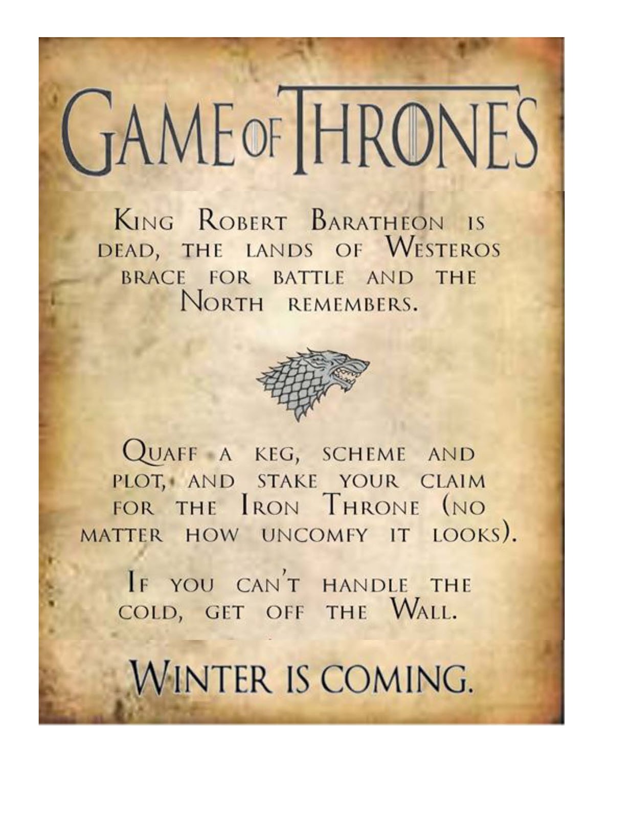 Obsessive Game Of Thrones Party Planning Guide S3pp Menus Door