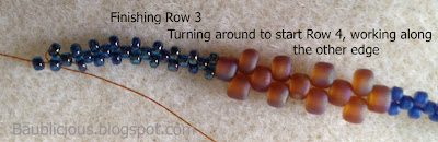 Starting Row 4, freeform bracelet tutorial by Karen Williams, copyright 2013