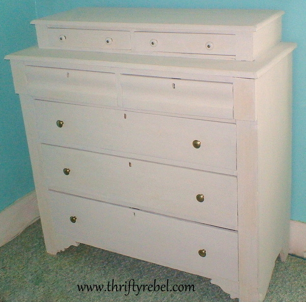 Homemade White Chalk Paint Dresser Makeover Thrifty Rebel Vintage