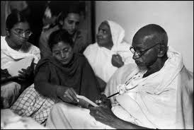 Gandhi breaking Fast just before his assassination.