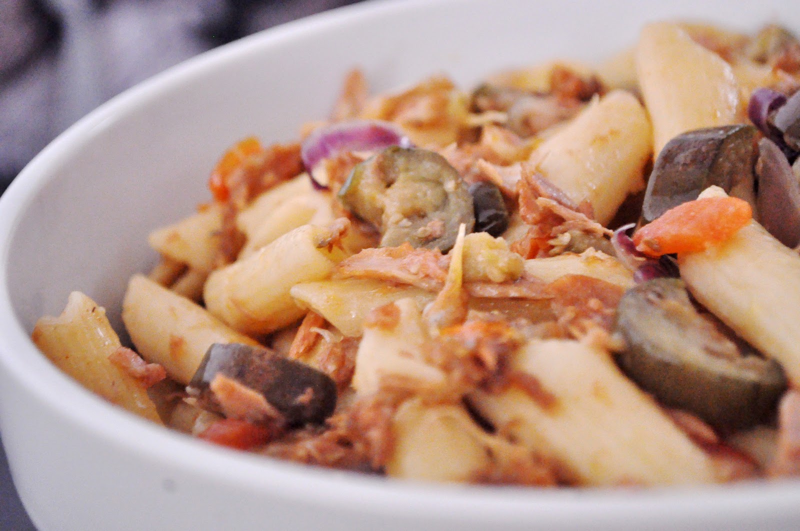 Grace Balderas Pinoy Tuna Penne Pasta with Eggplant and Dried Herring