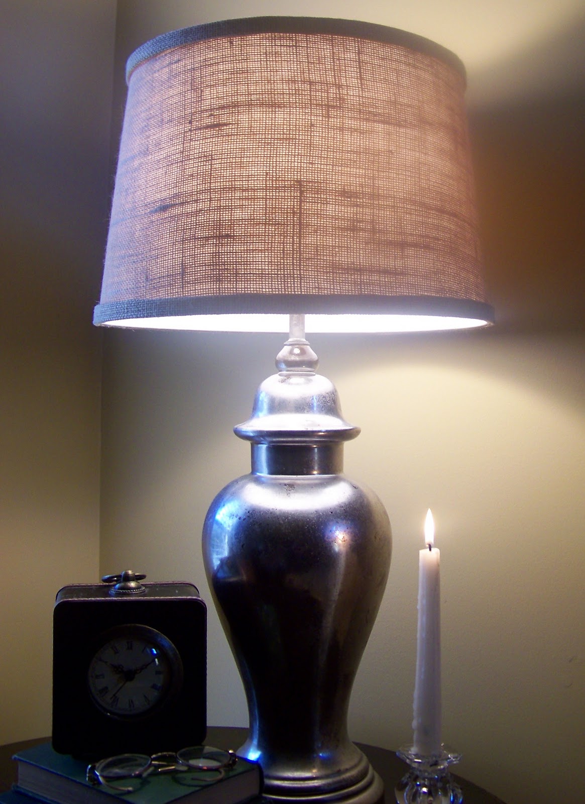 Designing Details Burlap Lamp Shade & Mercury Glass Lamp....Divine!!!