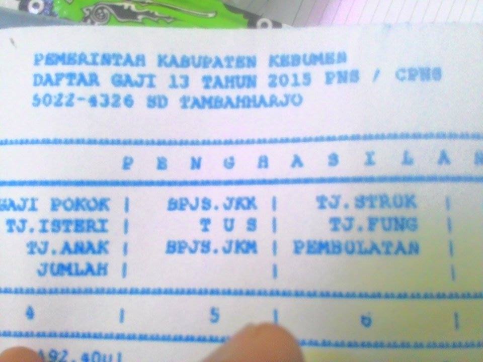 Ini Penampakan Leger Gaji 13 Pns Cpns Cair Bulan Juli 2015 Sd Negeri Tambaharjo