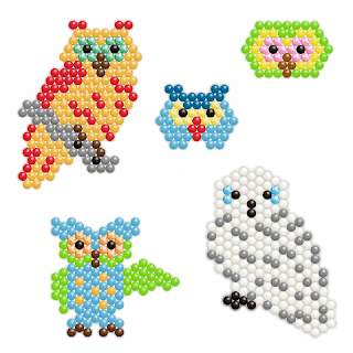 Owl pixel art collage
