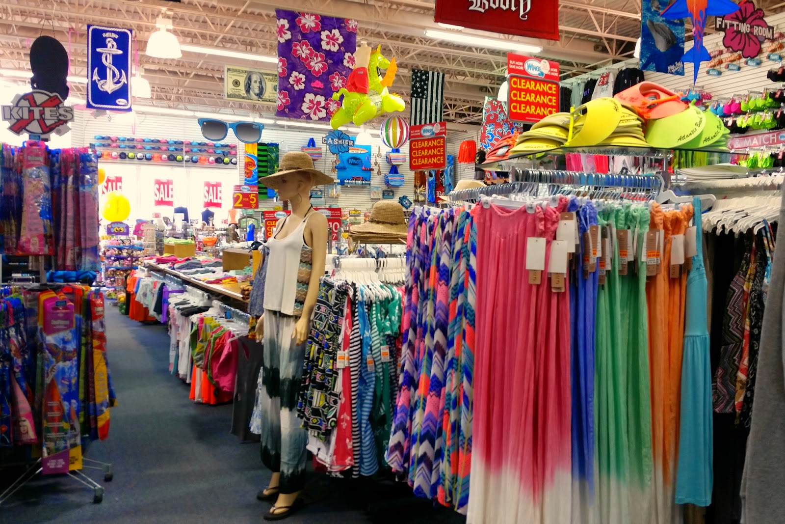 A beach store can be found on nearly every block.